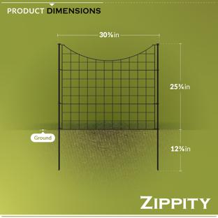 25in Black Metal Wire Zippity Garden Fence
